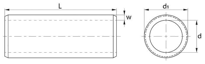 Round Threaded Spacers Technical Drawing