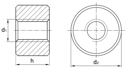 Left-Hand Thread Round Trapezium Threaded Nuts (DIN 103) Technical Drawing