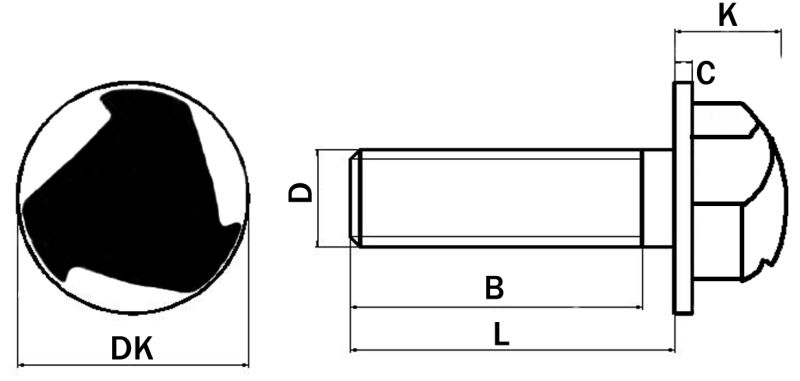Solar Panel Security Screw Technical Drawing