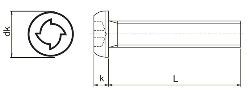 Sentinel Button Security Machine Screw Technical Drawing