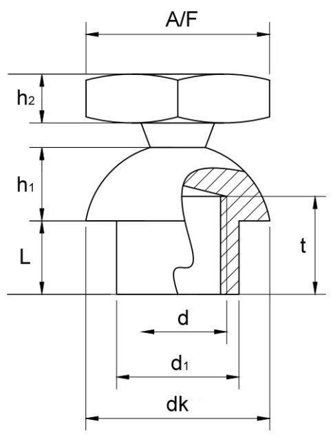Shear Barrel Nuts Button Head Technical Drawing