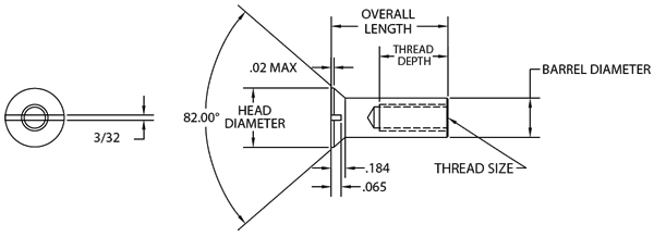 Slotted Countersunk Barrel Nut technical drawing 