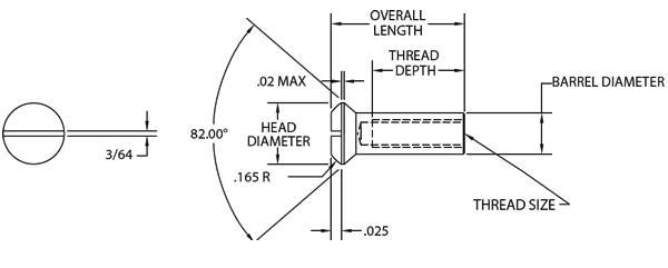 Slotted Oval Head Barrel Nut technical drawing 