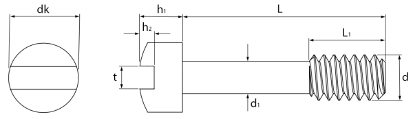 Slotted Pan Head Captive Screw Technical Drawing