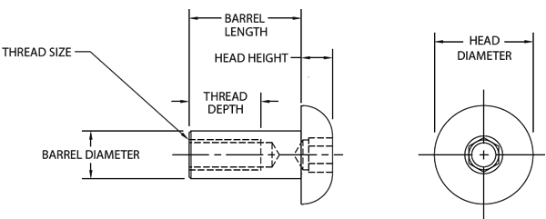 Socket Button Barrel Nuts technical drawing 