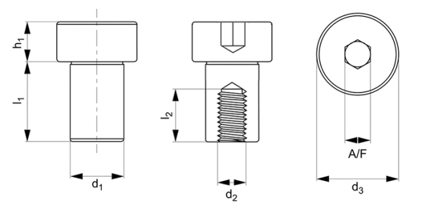 Socket Cap Barrel Nuts Technical Drawing