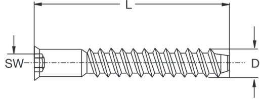 Socket Confirmat Screws Without Hole Technical Drawing