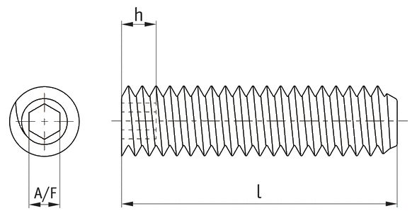 Plastic Socket Set Screw Flat Point (DIN 913) Technical Drawing