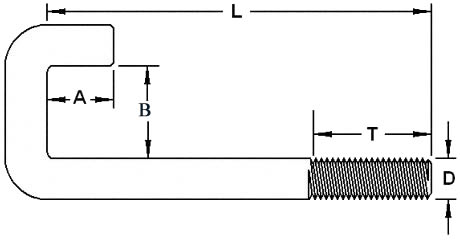 Square bend hook bolt