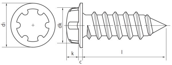 System Zero Security Screw Self Tapper Technical Drawing