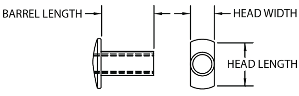 T Head Barrel Nuts technical drawing 