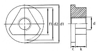 Tri Head Nuts Technical Drawing