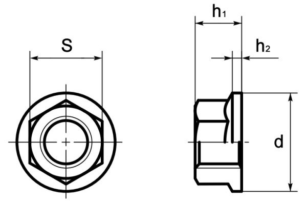 Titanium Flange Nuts Technical Drawing