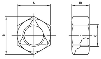 Stover Trilock Nut DIN 980V Technical Drawing