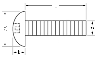 Ultra Drive Button Head Security Machine Screws Technical Drawing