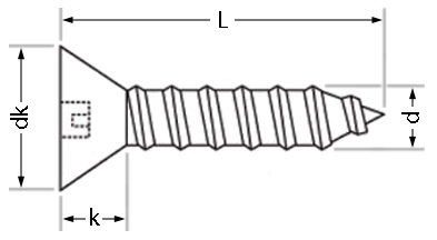 Ultra Drive Countersunk Security Self Tapping Screws Technical Drawing