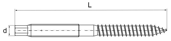 Hex Drive Wood to Metal Dowels Technical Drawing