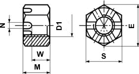 Slotted Nuts Technical Drawing