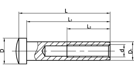 Domed Low Profile Barrel Nuts with no drive technical drawing 