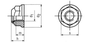 drawing - flange nyloc nylon insert nuts din 6926