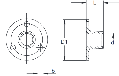 IN18 3-hole knock in insert nut technical drawing