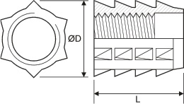 Insert Nuts For Wood Type A Technical Drawing