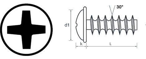 Phillips Flange Threadforming screw technical drawing