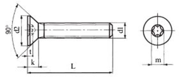 Six Lobe TX CSK Din 965 Similar Dim