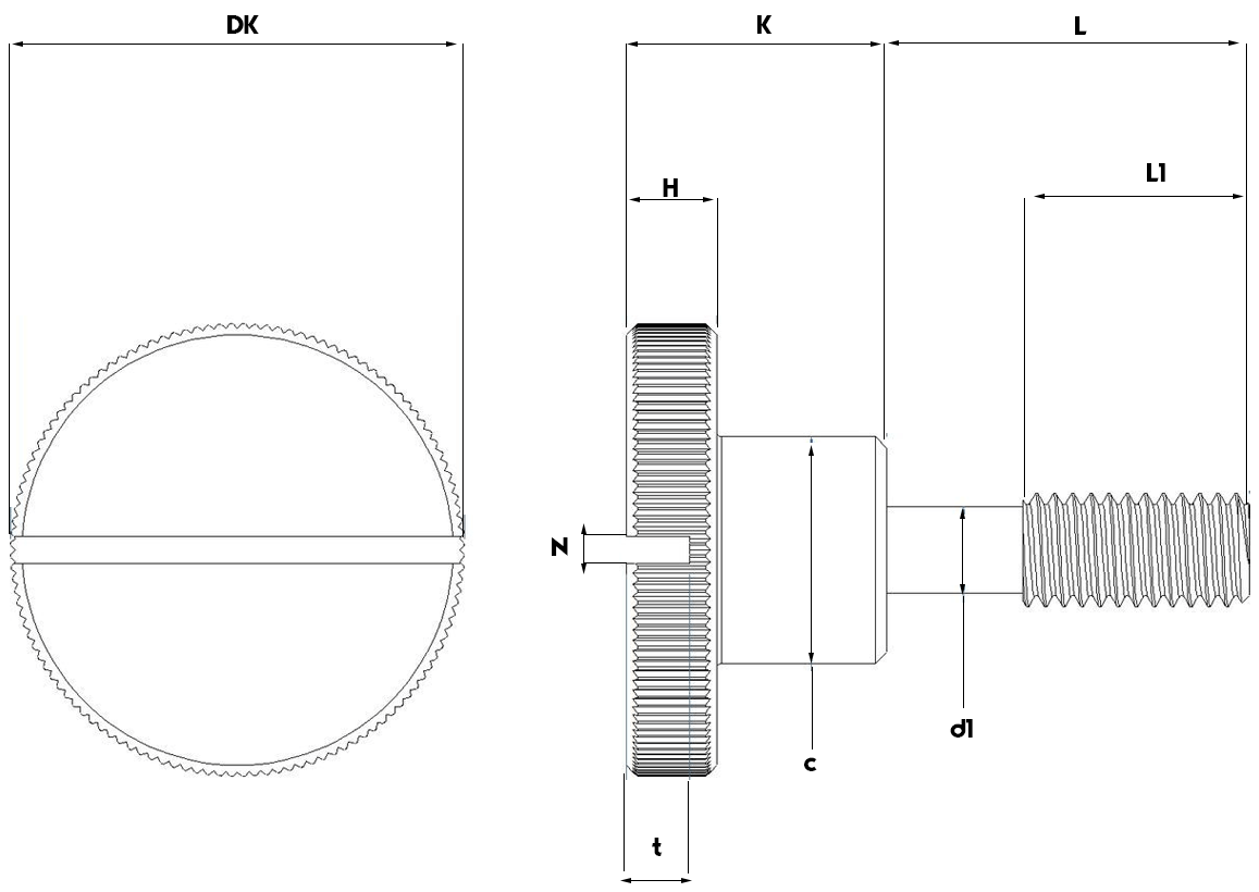 slotted captive thumb screws