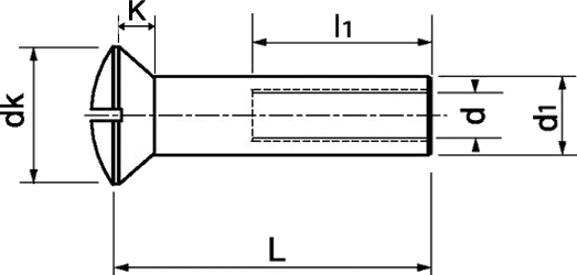 Slotted Raised Countersunk Barrel Nuts technical drawing 