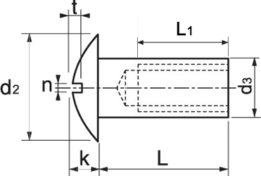 Slotted Raised Head Barrel Nuts technical drawing 