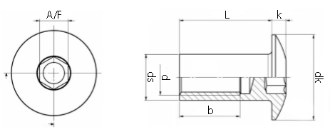 Socket Button Sex Bolts Technical Drawing