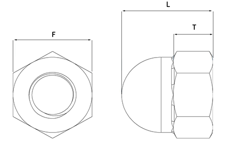 titanium dome nut technical drawing