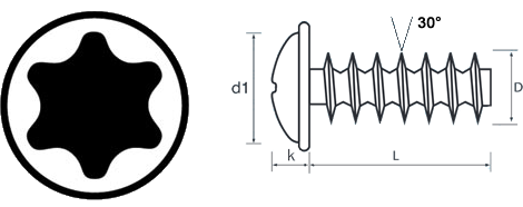 TX Flange Threadforming screw technical drawing