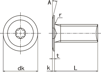 TX Micro Profile Head Screws Technical Drawing