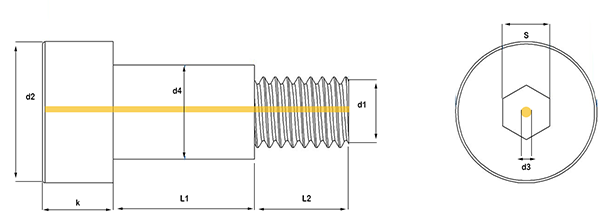 vented socket shoulder bolt technical drawing