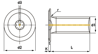 vented torx drive micro profile head screw technical drawing