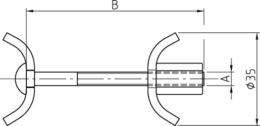 Assembled Worktop Connector with Mounting Aid 35mm Hole - technical drawing