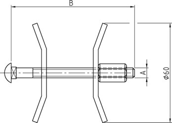 WC02 Assembled Worktop Connector (with mounting aid) 60mm Hole technical drawing