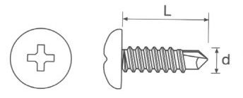 Pan Head Self Tapping Drill Point Screws Technical Drawing